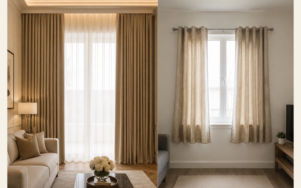 Custom-made curtains fitted precisely to a Penang home interior