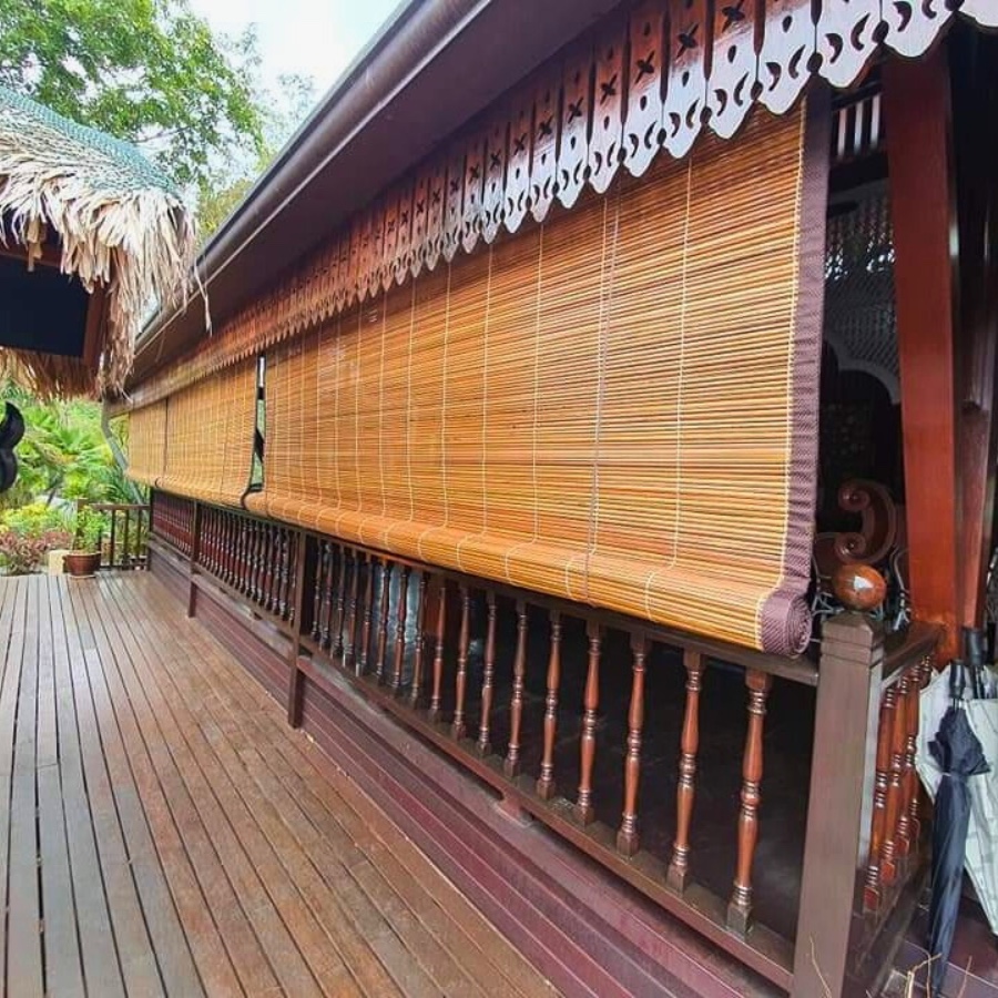 Outdoor wooden blinds available from Green House Curtains