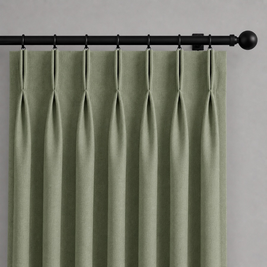 Singapore pleat curtains available from Green House Curtains