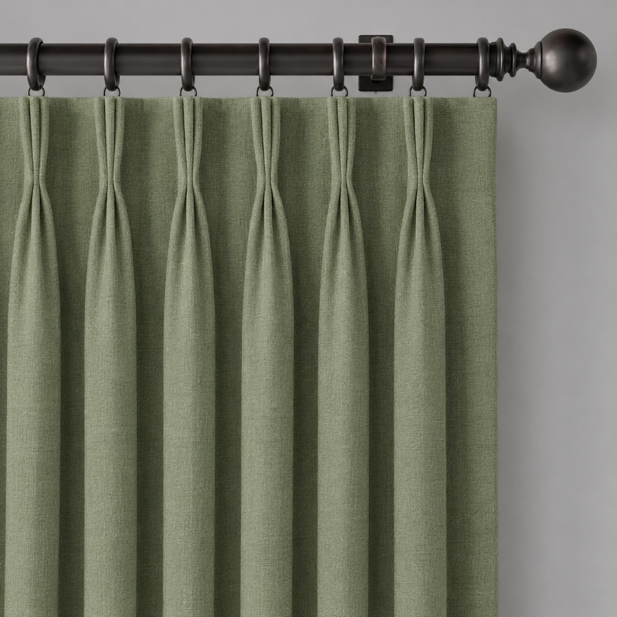 Pinch pleat curtains available from Green House Curtains